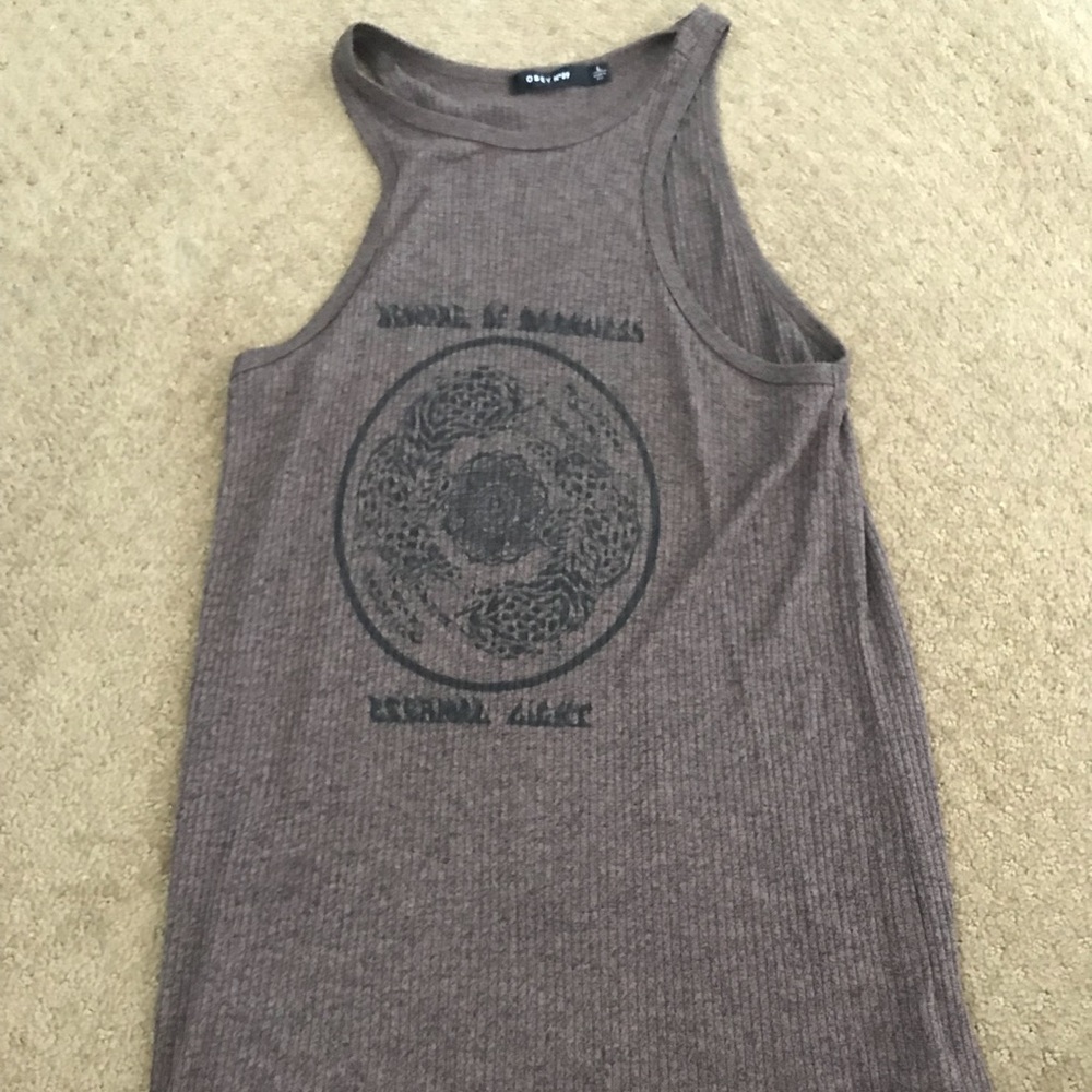 Brown graphic tank top